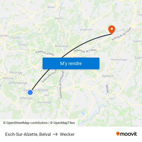 Esch-Sur-Alzette, Belval to Wecker map