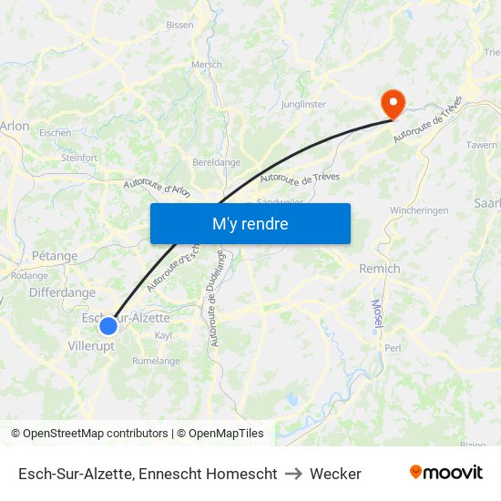 Esch-Sur-Alzette, Ennescht Homescht to Wecker map