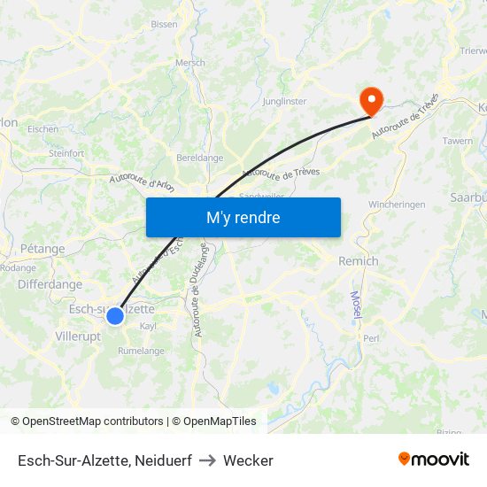 Esch-Sur-Alzette, Neiduerf to Wecker map