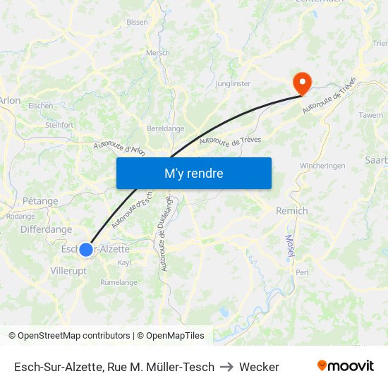 Esch-Sur-Alzette, Rue M. Müller-Tesch to Wecker map