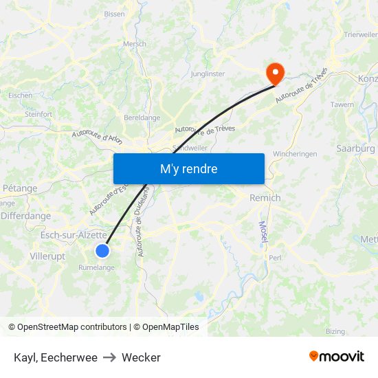 Kayl, Eecherwee to Wecker map