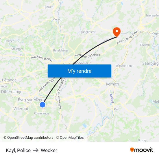 Kayl, Police to Wecker map