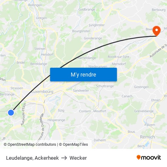 Leudelange, Ackerheek to Wecker map
