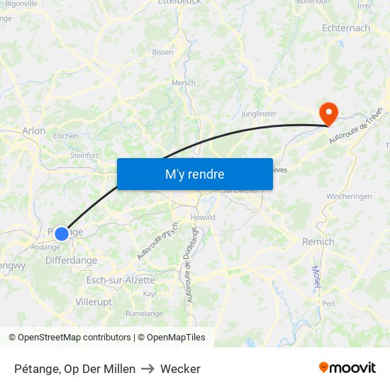 Pétange, Op Der Millen to Wecker map