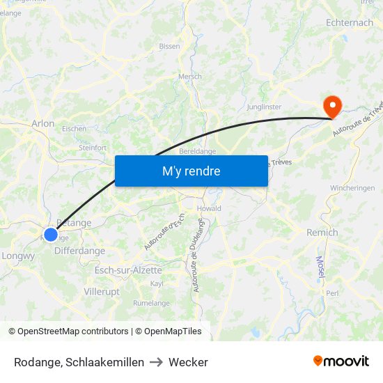 Rodange, Schlaakemillen to Wecker map