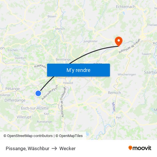 Pissange, Wäschbur to Wecker map