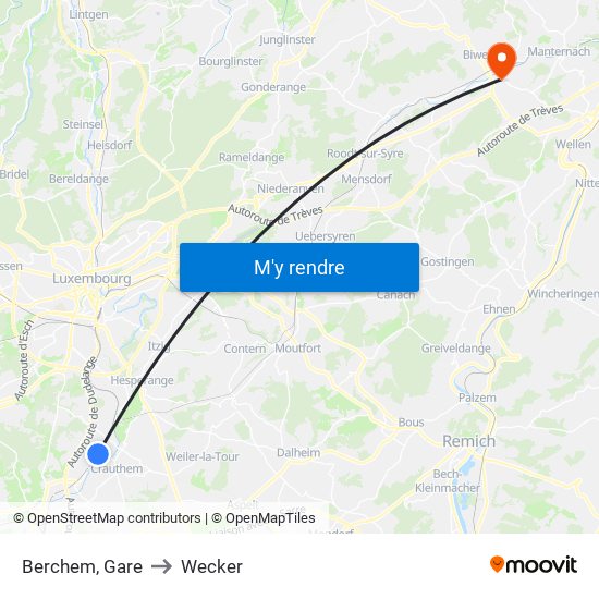 Berchem, Gare to Wecker map