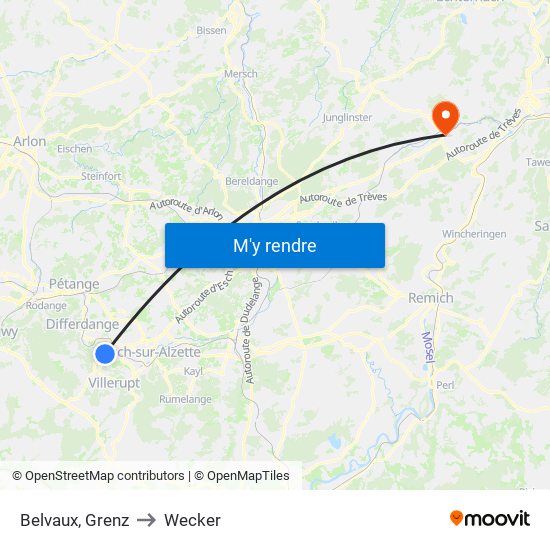 Belvaux, Grenz to Wecker map