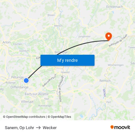 Sanem, Op Lohr to Wecker map