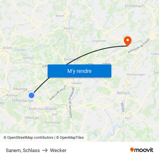 Sanem, Schlass to Wecker map