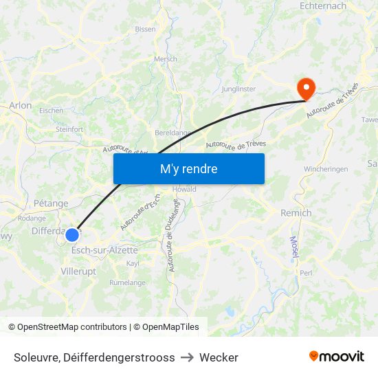 Soleuvre, Déifferdengerstrooss to Wecker map