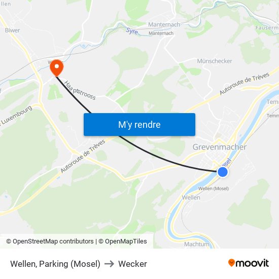 Wellen, Parking (Mosel) to Wecker map