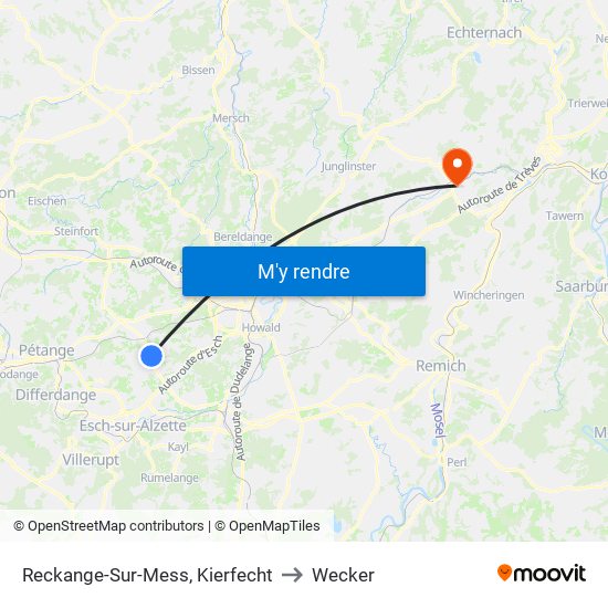 Reckange-Sur-Mess, Kierfecht to Wecker map