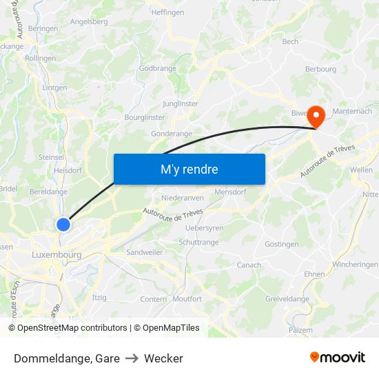 Dommeldange, Gare to Wecker map