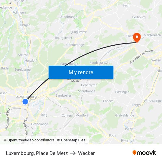 Luxembourg, Place De Metz to Wecker map