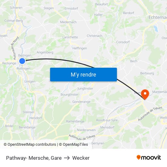 Pathway- Mersche, Gare to Wecker map