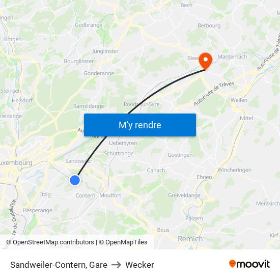 Sandweiler-Contern, Gare to Wecker map