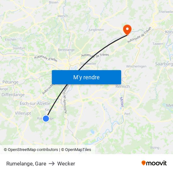 Rumelange, Gare to Wecker map