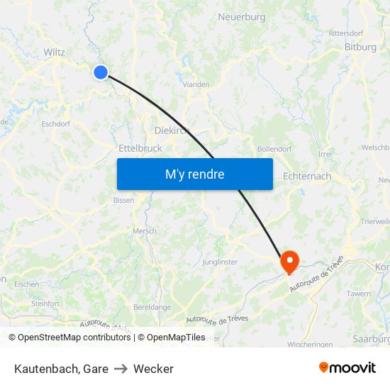 Kautenbach, Gare to Wecker map