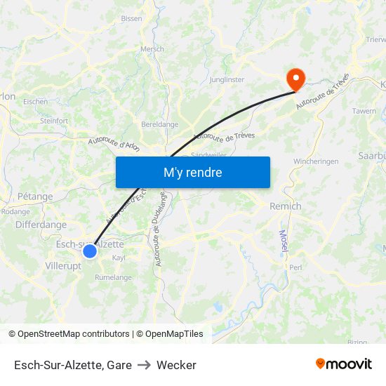 Esch-Sur-Alzette, Gare to Wecker map