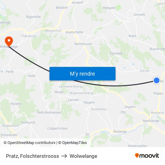 Pratz, Folschterstrooss to Wolwelange map