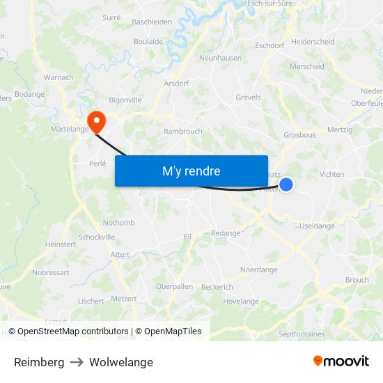 Reimberg to Wolwelange map