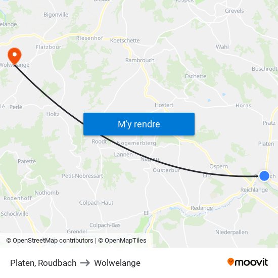 Platen, Roudbach to Wolwelange map