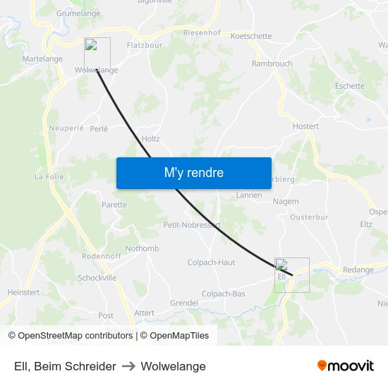 Ell, Beim Schreider to Wolwelange map