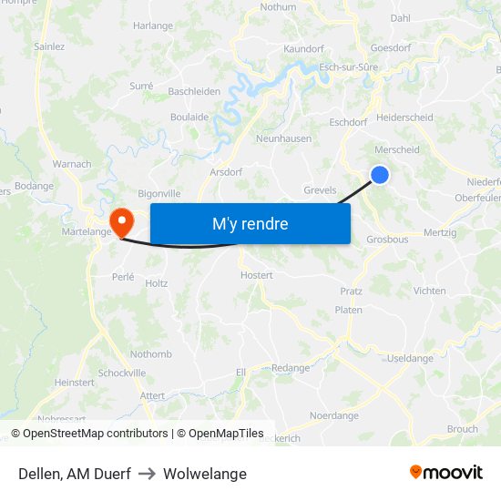 Dellen, AM Duerf to Wolwelange map