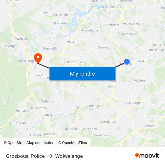 Grosbous, Police to Wolwelange map