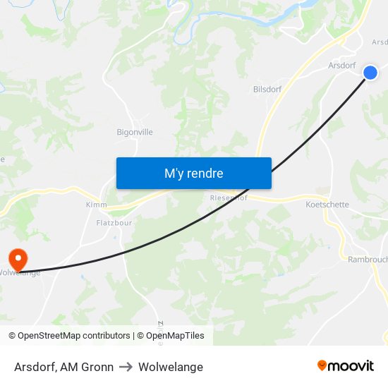 Arsdorf, AM Gronn to Wolwelange map