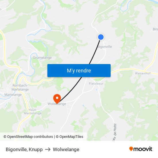 Bigonville, Knupp to Wolwelange map