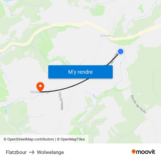 Flatzbour to Wolwelange map