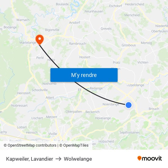 Kapweiler, Lavandier to Wolwelange map