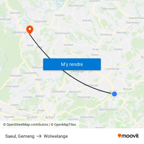 Saeul, Gemeng to Wolwelange map
