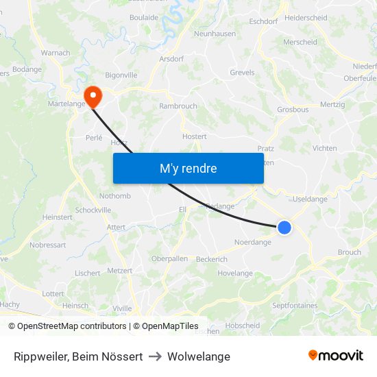 Rippweiler, Beim Nössert to Wolwelange map