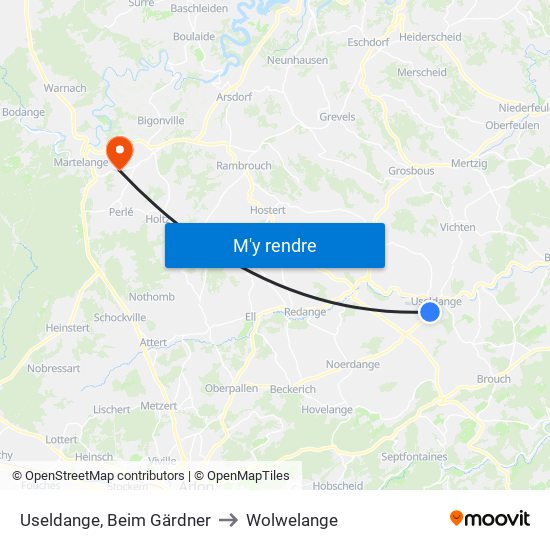 Useldange, Beim Gärdner to Wolwelange map