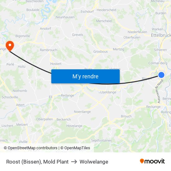 Roost (Bissen), Mold Plant to Wolwelange map