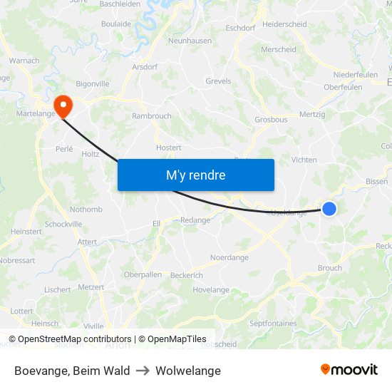 Boevange, Beim Wald to Wolwelange map
