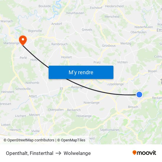 Openthalt, Finsterthal to Wolwelange map