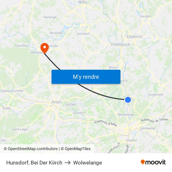 Hunsdorf, Bei Der Kiirch to Wolwelange map