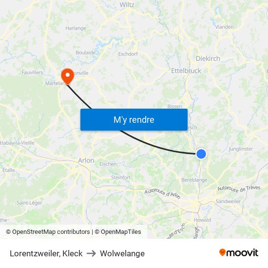 Lorentzweiler, Kleck to Wolwelange map