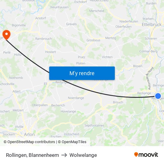 Rollingen, Blannenheem to Wolwelange map