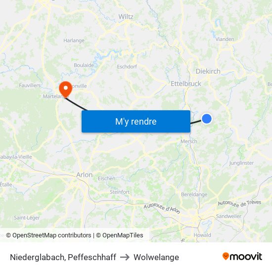 Niederglabach, Peffeschhaff to Wolwelange map