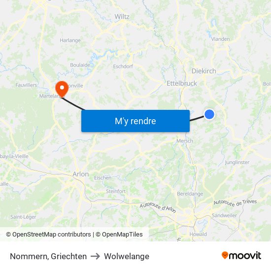 Nommern, Griechten to Wolwelange map