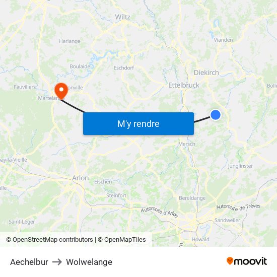 Aechelbur to Wolwelange map