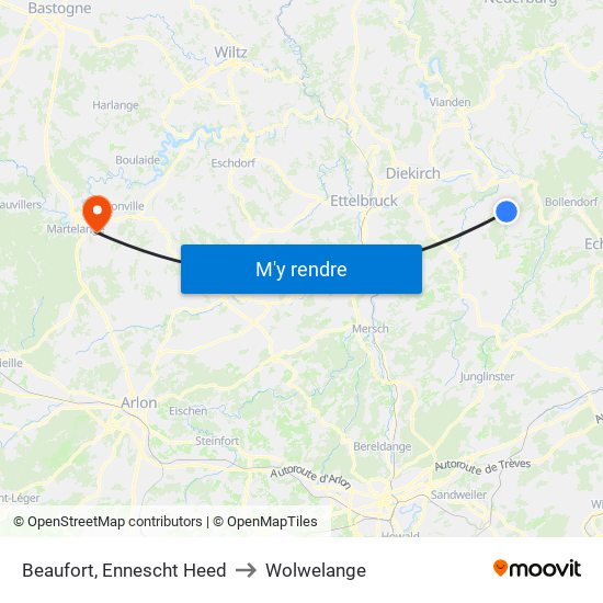Beaufort, Ennescht Heed to Wolwelange map