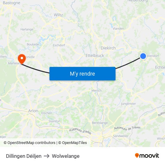 Dillingen Déiljen to Wolwelange map