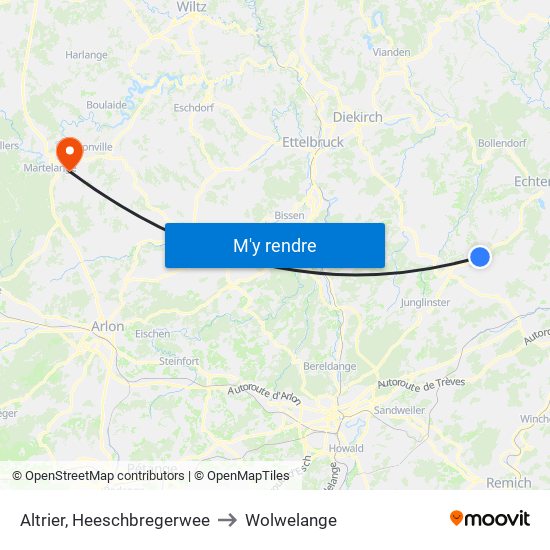 Altrier, Heeschbregerwee to Wolwelange map