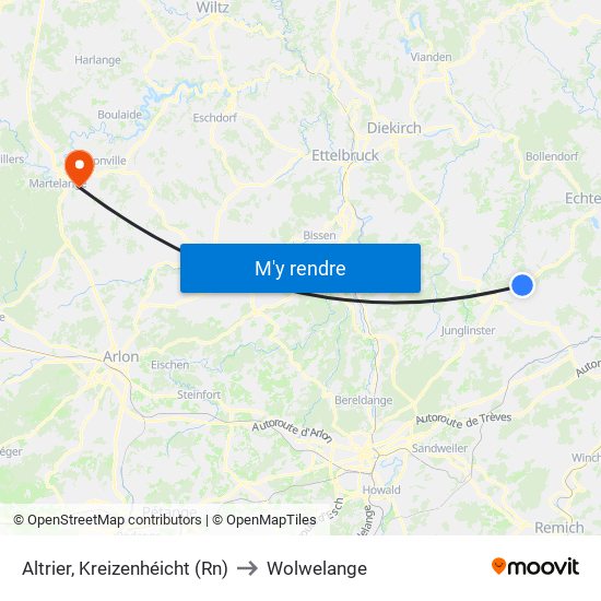 Altrier, Kreizenhéicht (Rn) to Wolwelange map